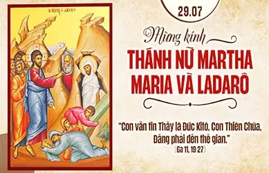 Thứ Tư 29/07/2026 – Thánh nữ Mát-ta, Maria và Ladarô - Lễ nhớ